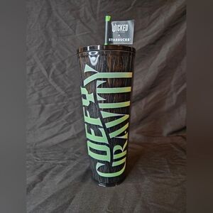 Starbucks Glow In The Dark Wicked Elphaba Tumbler with Neon Green Text